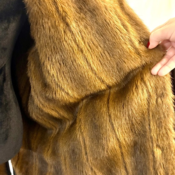 Denim&Co Black Teddy Coat with Brown Faux Fur Trim - Picture 7 of 11